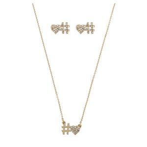 BETSEY JOHNSON Love Letters Hashtag necklace earrings set NEW #️⃣#️⃣#️⃣#️⃣#️⃣#️⃣